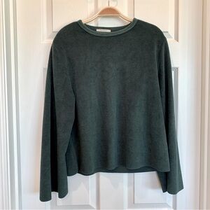 ☘️ ZARA Hunter Green Evergreen Oversized Fuzzy Furry Teddy Sweatshirt Top